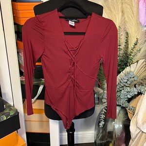 Naked Wardrobe NWT Burgundy bodysuit